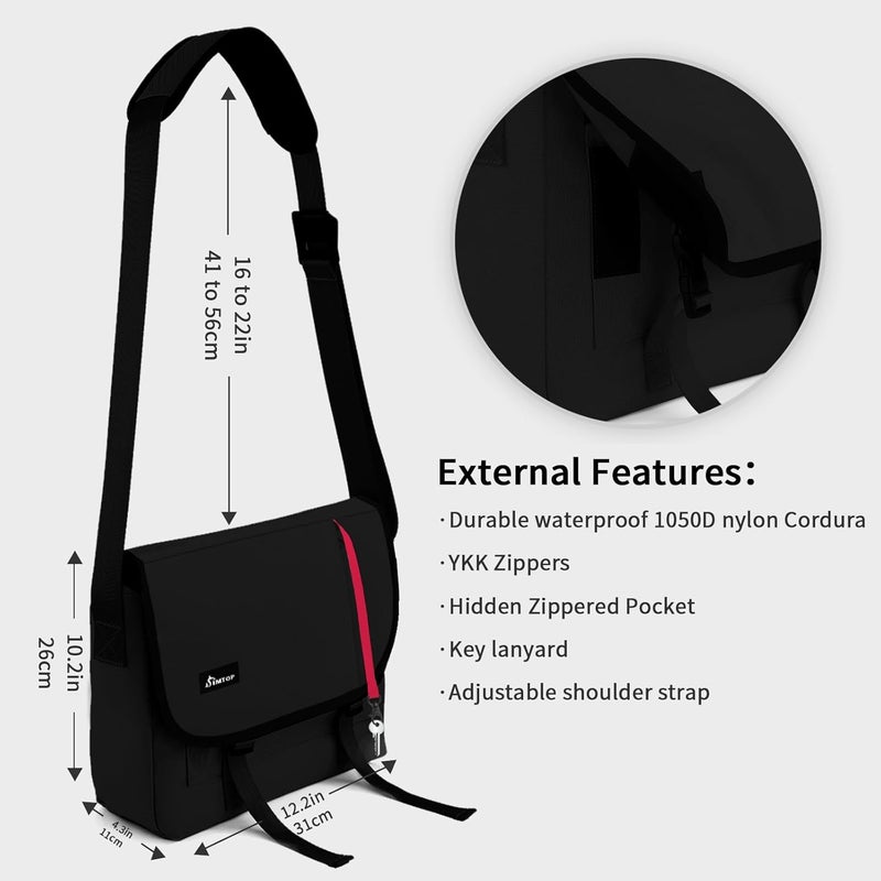 SIMTOP Messenger Bag Crossbody Shoulder Bag for Commuters and Travelers Water Resistant Scratch and Wear Cordura YKK Zipper - Image 2